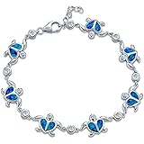 Nautical Aquatic Tropical Beach Vacation Iridescent Pink Or Blue Created Opal Inlay Sea Tortoise CZ Accent Heart Multi Charm 