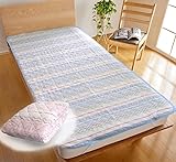 プリントエンボス敷きパッド シングルサイズ エンボス加工 敷きパッド パステルカラー幾何学模様 (ブルー)