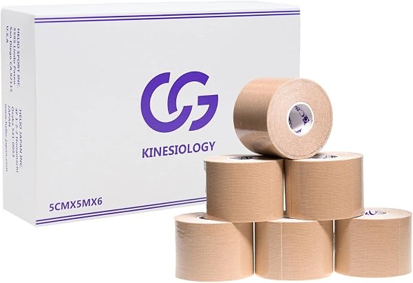 C&G キネシオロジーテープ 50mm × 5m 6巻入 マラソン 膝 足首 手首 ふくらはぎ 足裏 - 1