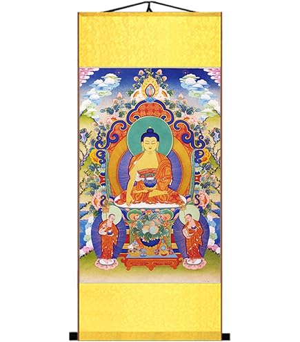 Thangka Tibetische Buddha Stickerei – Weiße Tara / Guanyin, 90 X 60 Cm, Brokat, Handgemalt (Nepal)