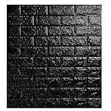 Sunhoo 3D壁紙 レンガ DIY壁紙シール 立体 ウォールステッカー防音 シート パネル ステッカー タイル 60cm×60cm (ブラック, 10枚入れ)