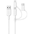 Anker PowerLine II 3-in-1 ケーブル (ライトニング/USB-C/Micro USB端子) MFi認証 iPhone / Android 各種対応 (0.9m ホワイト)