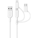 Anker PowerLine II 3-in-1 ケーブル (ライトニング/USB-C/Micro USB端子) MFi認証 iPhone / Android 各種対応 (0.9m ホワイト)