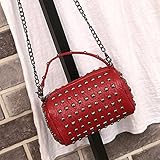 Mutell（TM）女性ヴィンテージリベットPUレザーメッセンジャーバッグソリッドジッパーショルダーバッグクラッチ有名なブランドのチェーン女性ハンドバッグトート