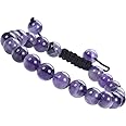 DHYANARSH 100% Original Certifed Natural Amethyst Semi-Precious Stone Bracelet 8mm Beads Unisex- Size Adjustable Thread