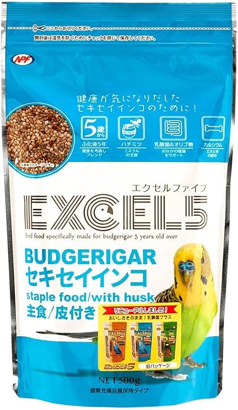 NPF ナチュラルペットフーズ エクセル5 皮付き セキセイインコ 500グラム (x 1)