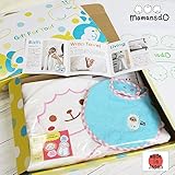 ラッピング済 日本製 箱ギフト ピンク おくるみバスタオルポンチョ・よだれかけ（ひつじ）女の子用　出産祝いタオルギフトセット　