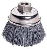Weilerシリコンカーバイドカップブラシ – Threaded Arbor Attachment – 3 1 / 2 in Dia 5 / 8 – 11センター穴 – 0.04 in Bristle