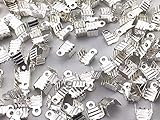 ファイニエ 紐止め金具 カシメ シルバー 白銀 150個 幅5mm エンドパーツ アクセサリー パーツ 金具 （AP0838）