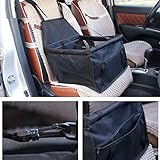 autoinbox ペット用 防水シートドライブボックス 犬 猫 飛び出し防止フック付き 車載用 通気デザイン (ブラック)