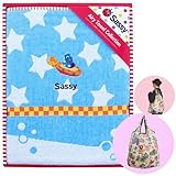 Sassyサッシー コットンブランケット(ヒッポ・ブルーウェイブ) ★ファッションバッグ付き