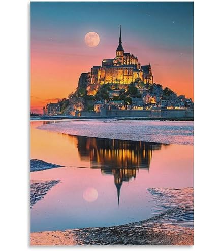 Amazon.co.jp: 世界遺産 モンサンミシェル 修道院 ポスター Mont Saint