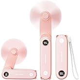 SWEETFULL Portable Fan Handheld Rechargeable, 3-IN-1 Mini Pocket Personal Fan with LED Display & Flashlight, Quiet Small Fan 
