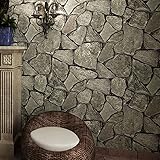 birwall 2072 Faux Stone Texturedレンガブロック壁紙ロール3dホーム装飾、20.8 X 393.7」、」グレー