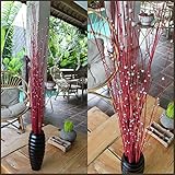 パームリーフ 枝 丸玉ビーズ付き レッド 【 バリ雑貨 アジアン雑貨 造花 アートプランツ アートリーフ インテリアフラワー フェイクグリーン インテリア 】