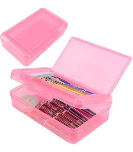 Aazon.co : 1 PCS Pencil Box,Double Layer Large Capacity Pencil Box,Hard Pencil Case With Snap