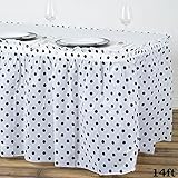 Tableclothsfactory 5 Pcs 4.3m Perky Polka Dots Disposable Plastic Table Skirt - White/Black