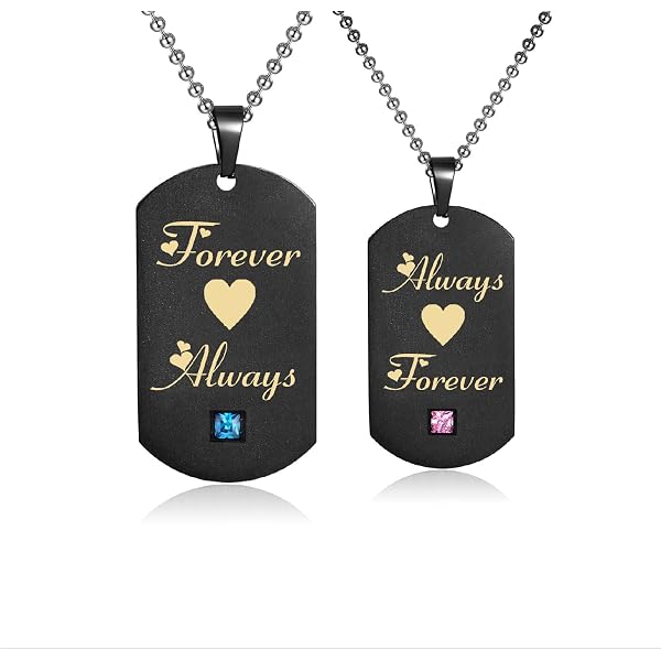 His And Hers Stainless Steel "I Love You" Heart Pendant Necklace Set For Couples