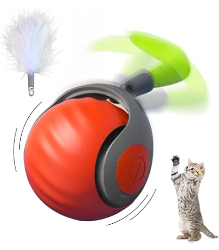 Interactive Cat Toy Set - 12 Bouncy Ball Toys With Feather Tails For Hunting & Exercise