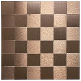 art3d 12 " x 12 " Peel and Stickメタルサーフェス装飾壁タイル、つや消しメタル 1 Sheet カッパー A16112P1