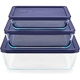 Pyrex Simply Store Rectangular Glass Food Storage Container Set with Lids (6-Piece Set)