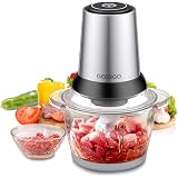 フードプロセッサー GearGO ガラス製 1.2L容量 肉 みじん切り フードチョッパー 電動 フードミキサー みじんきりチョッパー 4枚刃付き 300Wハイパワー 瞬間刻む GJ112G3