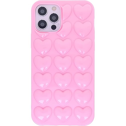 DMaos for iPhone 12 Pro Max Case for Women, 3D Pop Bubble Heart Kawaii Gel Cover, Cute Girly for iPhone12 Pro Max 6.7 inch - 