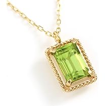 Amazon | 8月誕生石ネックレス ペリドット 4×6mm スクエアカット