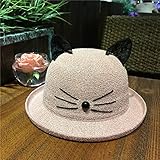 Hatrita-J 帽子の女春夏ドーム巻ながら猫レース耳盆帽カジュアル百搭小シルクハット潮漁師帽,g