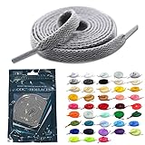 [NODC] 靴紐 シューレース 平紐 100cm/120cm/140cm/160cm スニーカー用 メンズ レディース 43色 カラフル 替え紐 (140㎝, グレー)