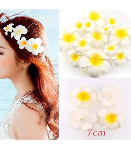 Amazon | Yesallwas プルメリア 造花 9cm 50個セット 花のみ 白