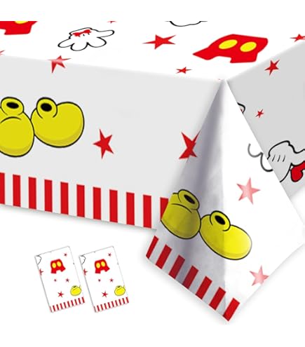 3-Pack Mouse Theme Tablecloths - Black & Red Plastic Waterproof For Birthday Parties