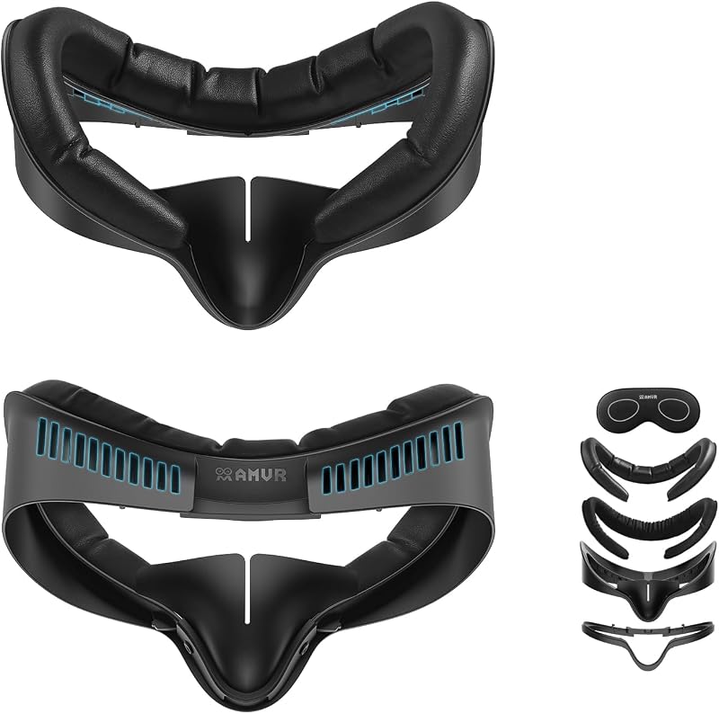 AMVR Facial Interface Quest 3Sに対応フェイスクッション洗濯可能フェイスカバー柔らかいPU&アイスシルク (標準版)