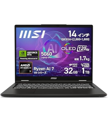 ノートPC 14インチ / Core 7/メモリ32GB/SSD 1TB Dell Inspiron 14 Ryzen 7 8840U・32GBメモリー・1TB SSD搭載