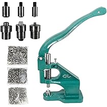 MYFULLY Hand Press Grommet Machine Kit – Heavy Duty With 3 Dies (#0, #2, #4) & 1500 Silver Grommets, Eyelet Tool For Fabric, Banners