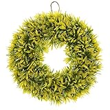 Saim Plastic Plant Floral Front Door Wreath 17.7-Inch Diameter Hanging Wall Window Decoration Season
