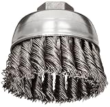 Weiler Wire Cup Brush, Threaded Hole, Stainless Steel 302, Partial Twist Knotted, 2-3/4 Diameter, 0.