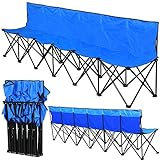 Topeakmart 600dオックスフォードダブルレイヤー生地折りたたみスポーツベンチ6人、106 " X 19 " x32 " ( L x W x H )、ブルー