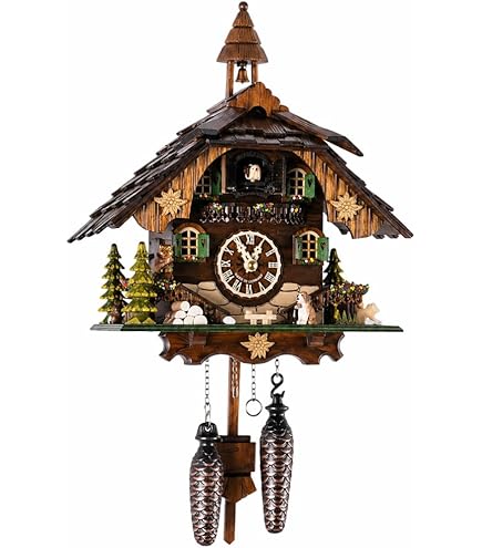 Quartz Cuckoo Clock Black Forest House with Moving Train, with