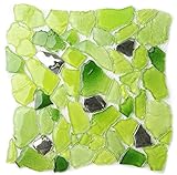 LANDS GLASS TILESミックスカラーインテリアグリーンガラスモザイクタイルLSWZ02，11シート/㎡