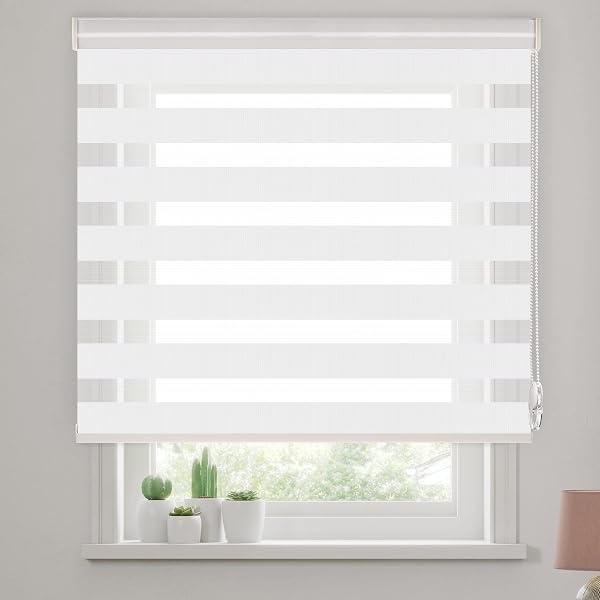 SAIFANSI Dimming Roll Screen, Width 11.8 - 86.6 inches (30 - 220 cm), Length ≤ 118.1 inches (300 cm), Custom Made Chain Type, Easy Installation, White, W 70.9 x L 47.2 inches (180 x 120 cm) - 1
