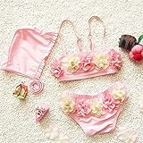 子供用 水着 3点セット 身長100～130cm キャップ キッズ 女子 女児 花柄 女の子 セパレート スカート 赤ちゃん ジュニア プール 子ども 水着 ワンピース