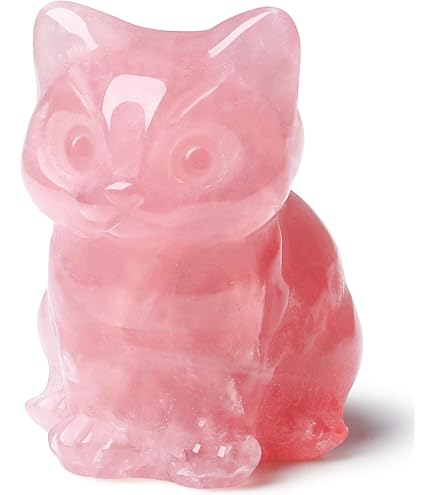 Amazon.co.jp: QINJIEJIE ローズクォーツ 猫の装飾 ピンク ギフト