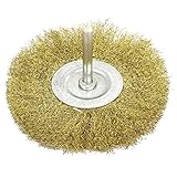 uxcell クリンプワイヤーホイールブラシ 6mmx100mm メタル 真鍮 ポリッシャー 1個入り