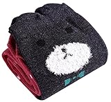 Nice Days（ナイス　ディズ）　女の子ニーハイソックス　可愛いクマちゃん 　3Dアニマル靴下 ソックス　 (黒赤クマ)