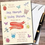 Girls Bugs &昆虫Personalizedベビーシャワー招待状 100 Invitations