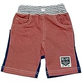 【本体綿100％】2018年 夏物 ZOOMIC ズーミック ニットデニム 天竺 バックプリント コンビ パンツ レッド-ネイビー◇95cm