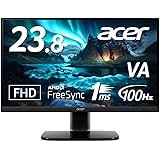 日本エイサー 【Amazon.co.jp限定】Acer モニター 23.8インチ フルHD VA 非光沢 100Hz 1ms HDMI ミニD-Sub15 VESAマウント対応 スピーカー内蔵 AMD FreeSync KA242YHbmix