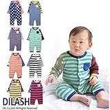 (ディラッシュ) DILASH 秋'15 ８色３柄ボーダー長袖カバーオール 80 ドットネイビー