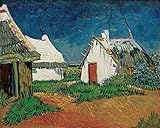 Van Gogh サントマリーホワイトコテージ White Cottages In Saintes Maries キャンバス複製画 60X50cm 風景 絵画 完全に立体に複製 3D 印刷 美術品 部